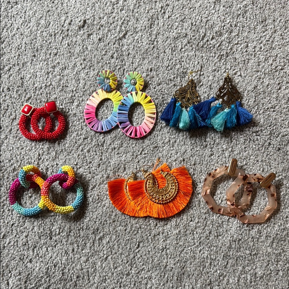 Red and Blue Handmade Statement Earrings